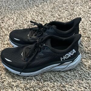 Hoka Black and White Athletic Shoes